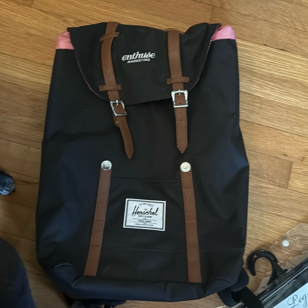Fun Retreat Herschel backpack red and white interior branded Enthuse Marketing